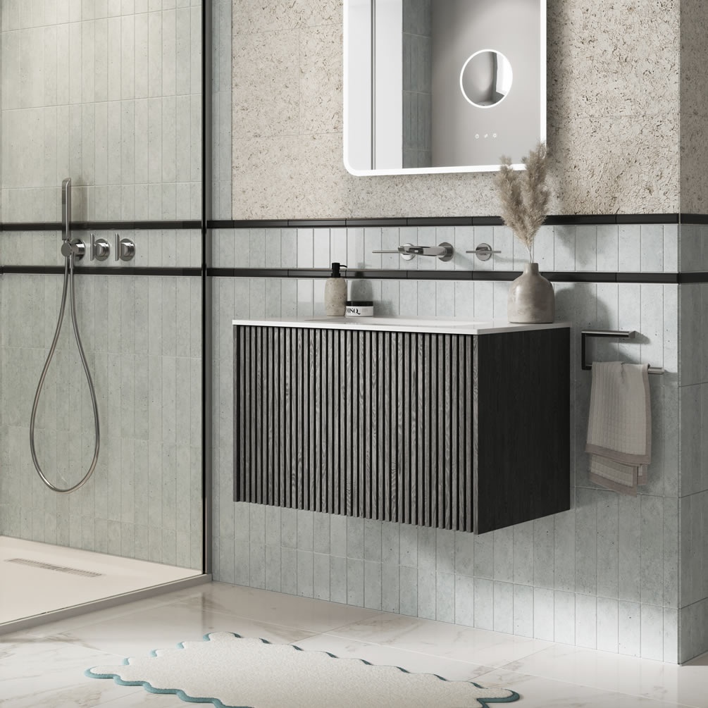 Crosswater Limit 700mm Steelwood Wall Hung Vanity Unit and Basin - Lifestyle Image 1